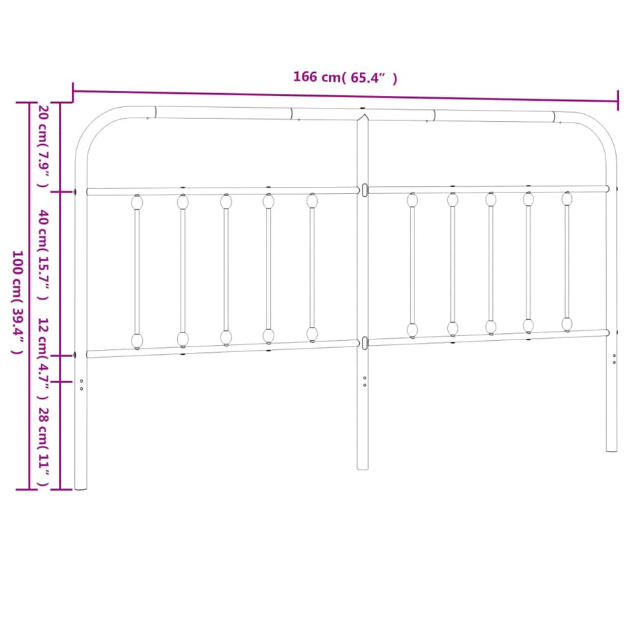 Hoofdbord Metaal Zwart 160 Cm