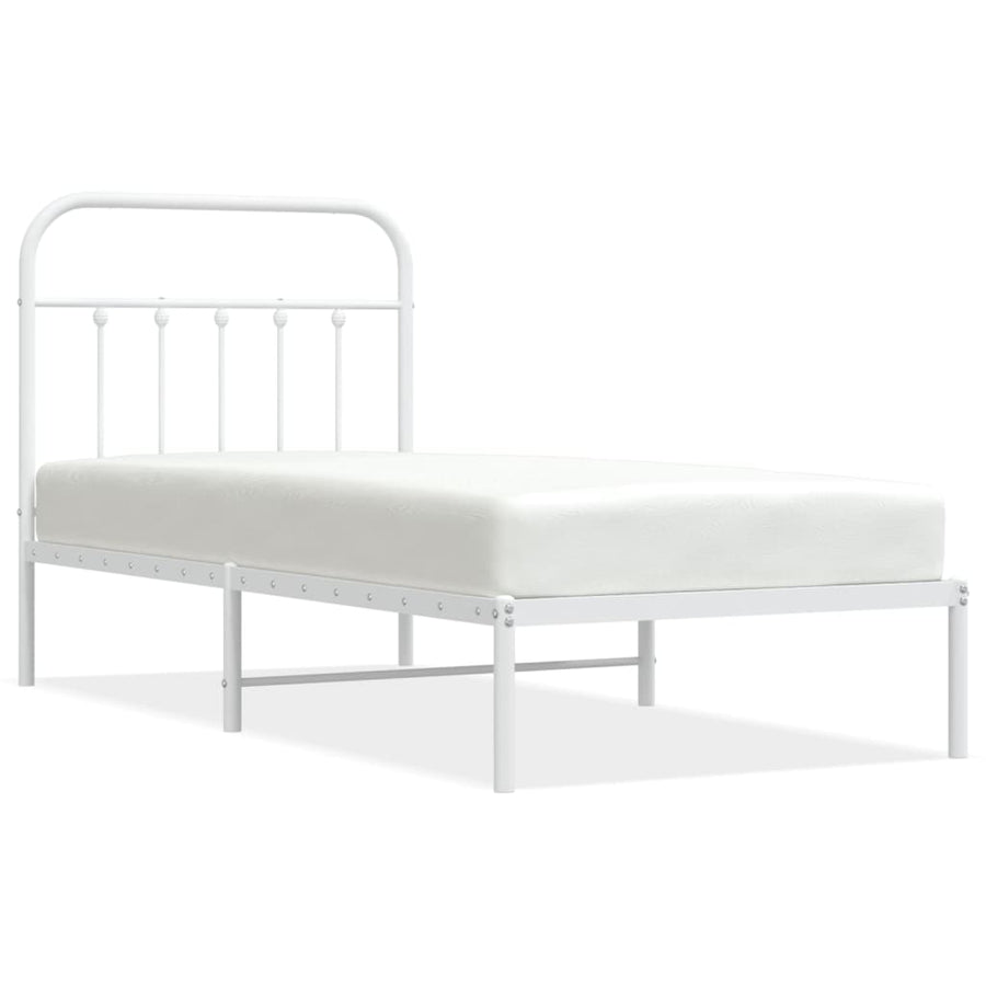 Bedframe Metaal 90 x 190 cm Wit met hoofdbord