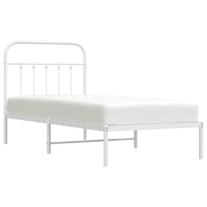 Bedframe Metaal 90 x 190 cm Wit met hoofdbord