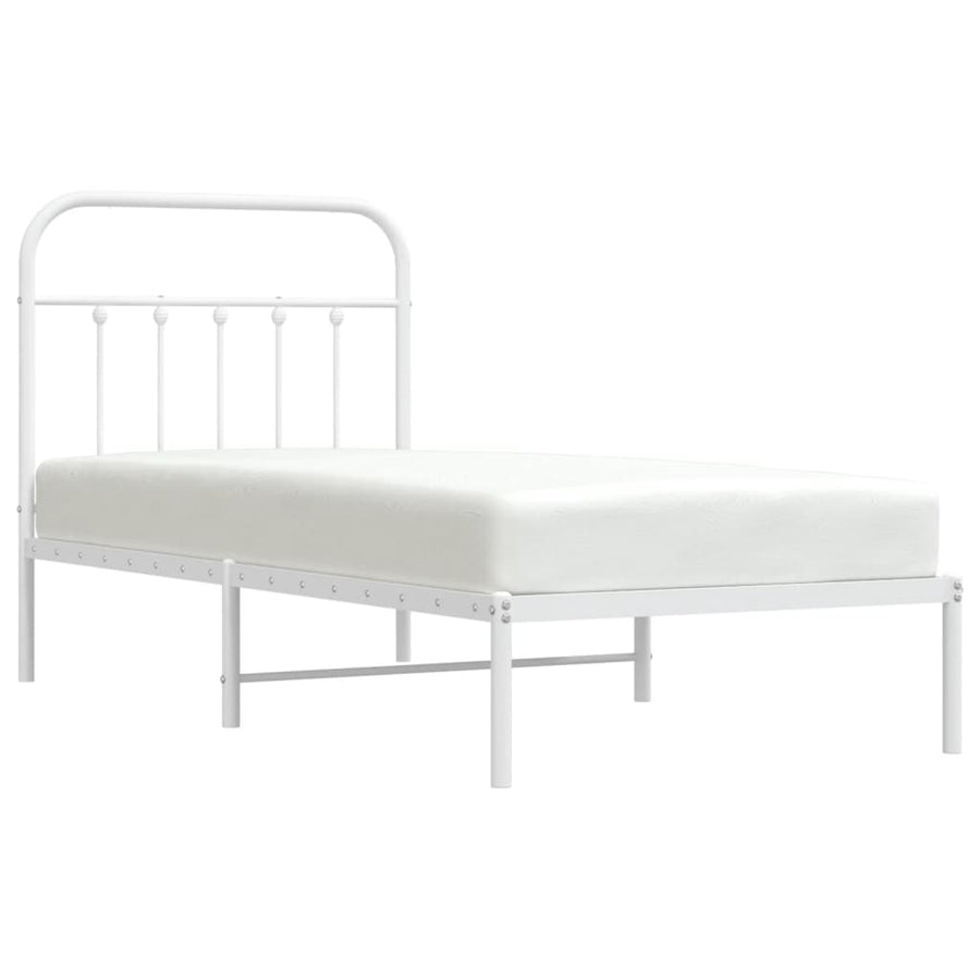 Bedframe Metaal 90 x 190 cm Wit met hoofdbord