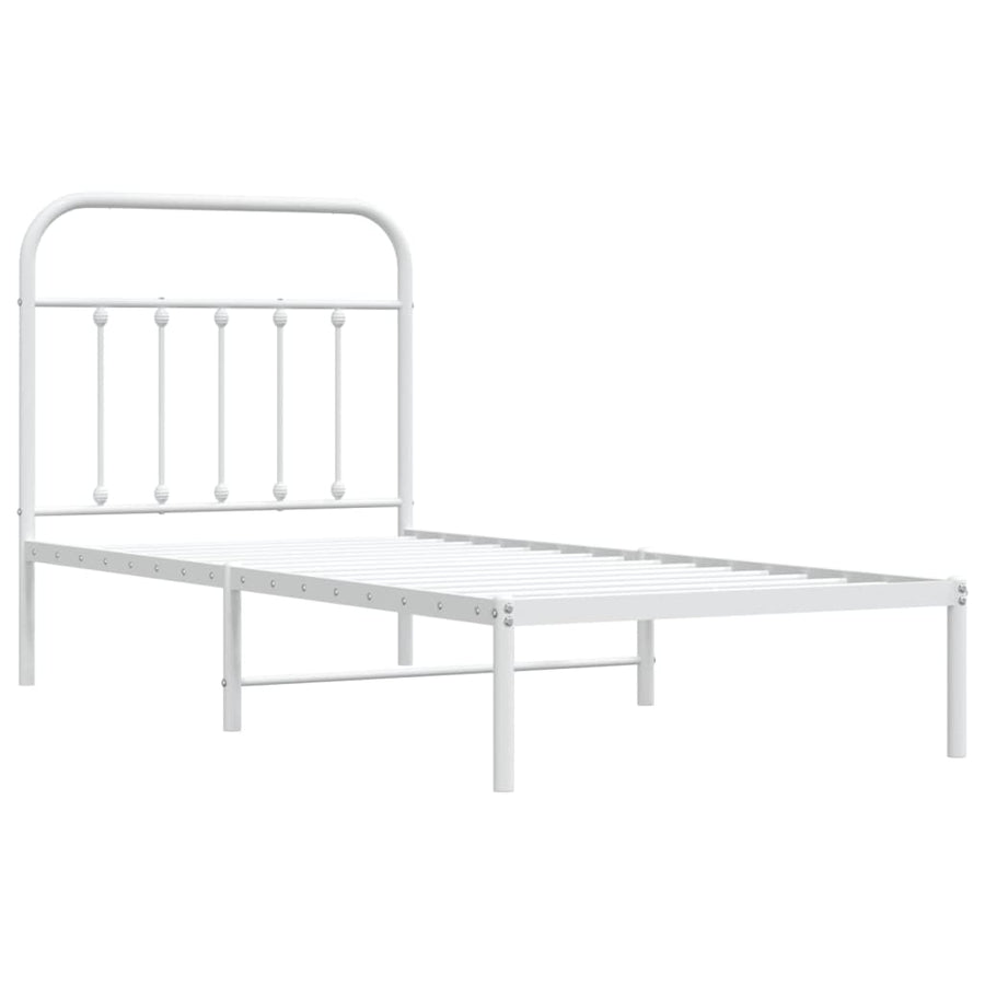 Bedframe Metaal 90 x 190 cm Wit met hoofdbord