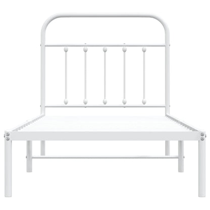 Bedframe Metaal 90 x 190 cm Wit met hoofdbord