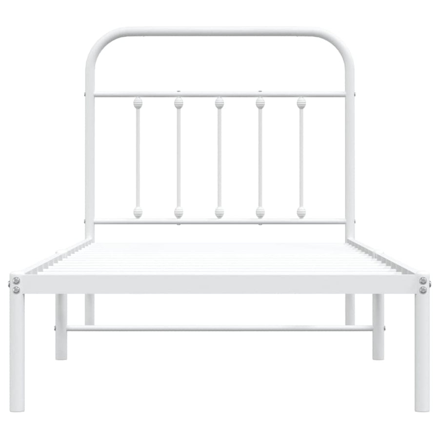 Bedframe Metaal 90 x 190 cm Wit met hoofdbord