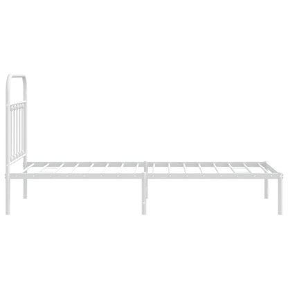 Bedframe Metaal 90 x 190 cm Wit met hoofdbord