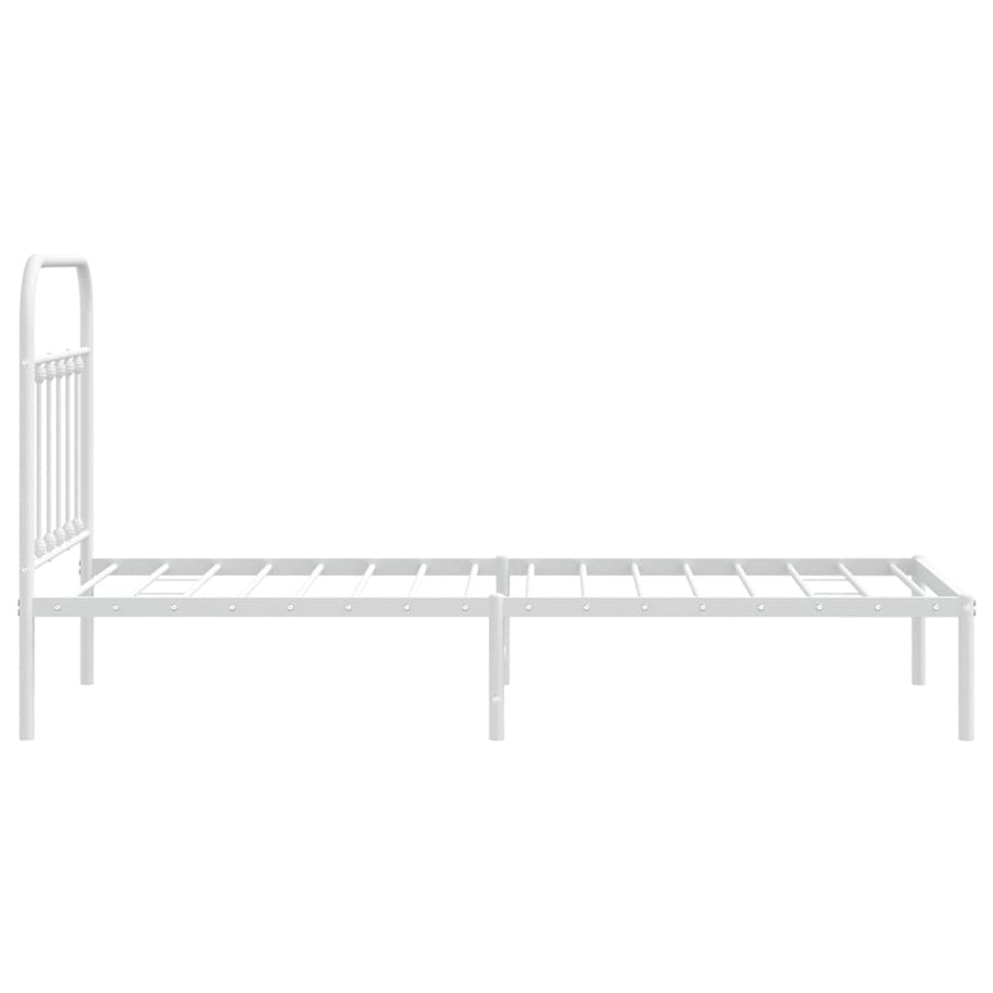 Bedframe Metaal 90 x 190 cm Wit met hoofdbord