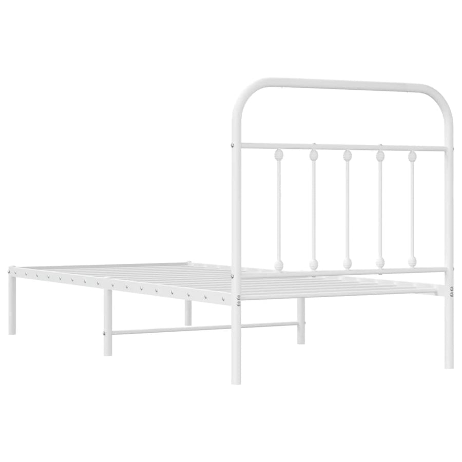 Bedframe Metaal 90 x 190 cm Wit met hoofdbord