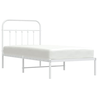 Bedframe Metaal 90 x 200 cm Wit met hoofdbord