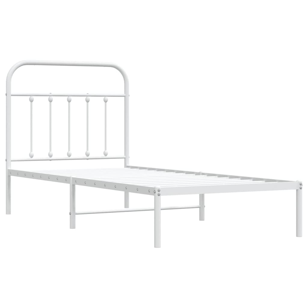 Bedframe Metaal 90 x 200 cm Wit met hoofdbord