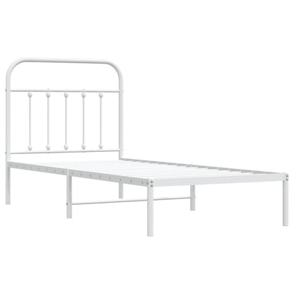 Bedframe Metaal 90 x 200 cm Wit met hoofdbord