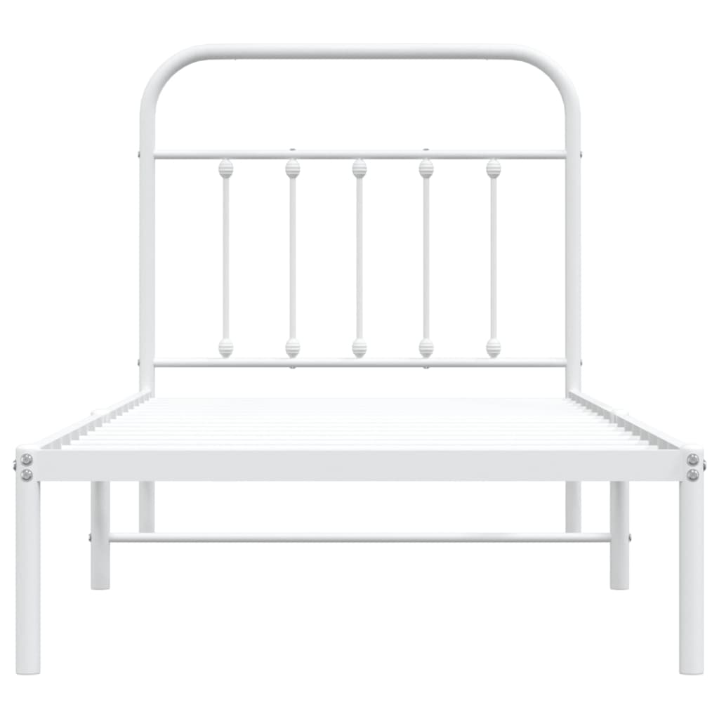 Bedframe Metaal 90 x 200 cm Wit met hoofdbord