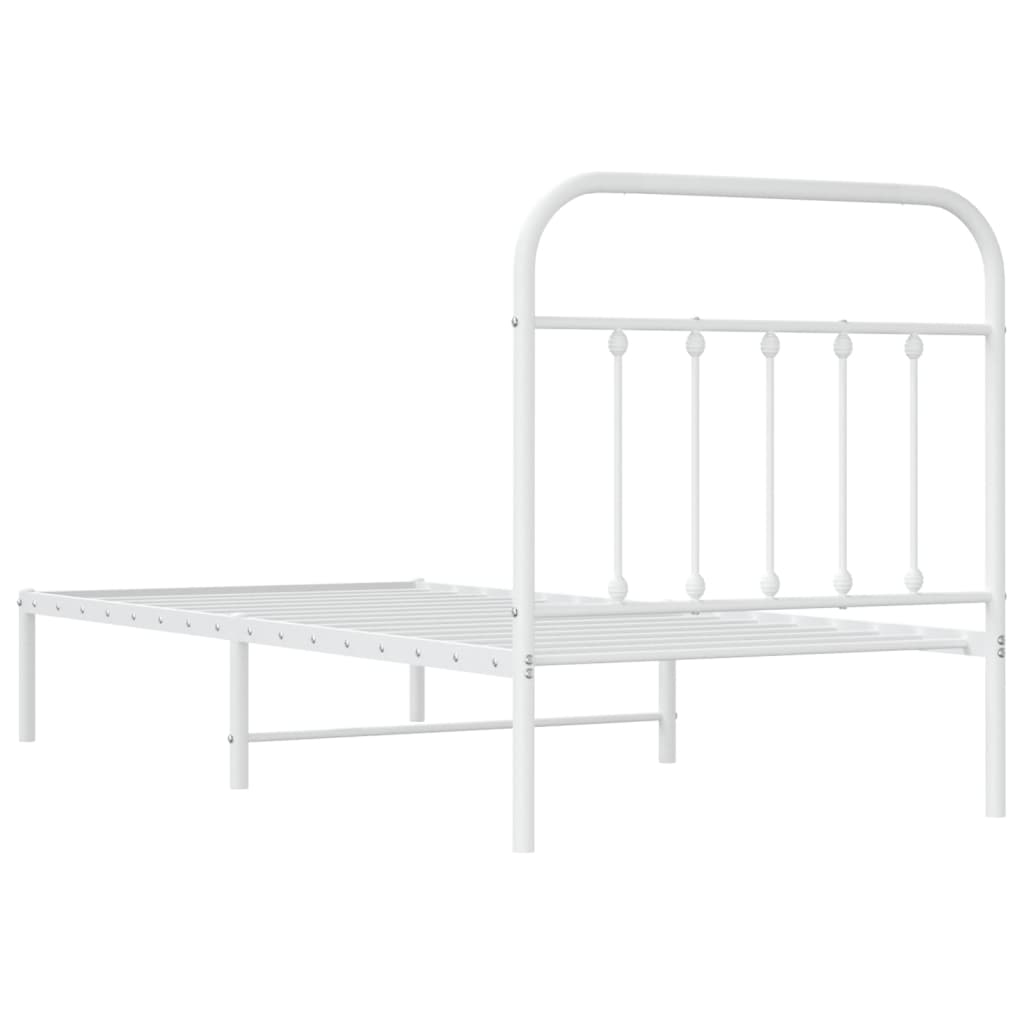 Bedframe Metaal 90 x 200 cm Wit met hoofdbord