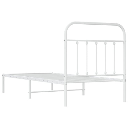 Bedframe Metaal 90 x 200 cm Wit met hoofdbord