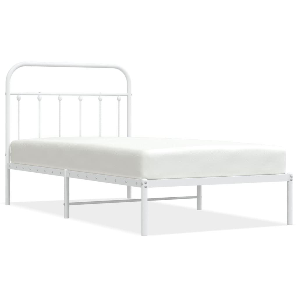 Bedframe Metaal 100 x 190 cm Wit met hoofdbord