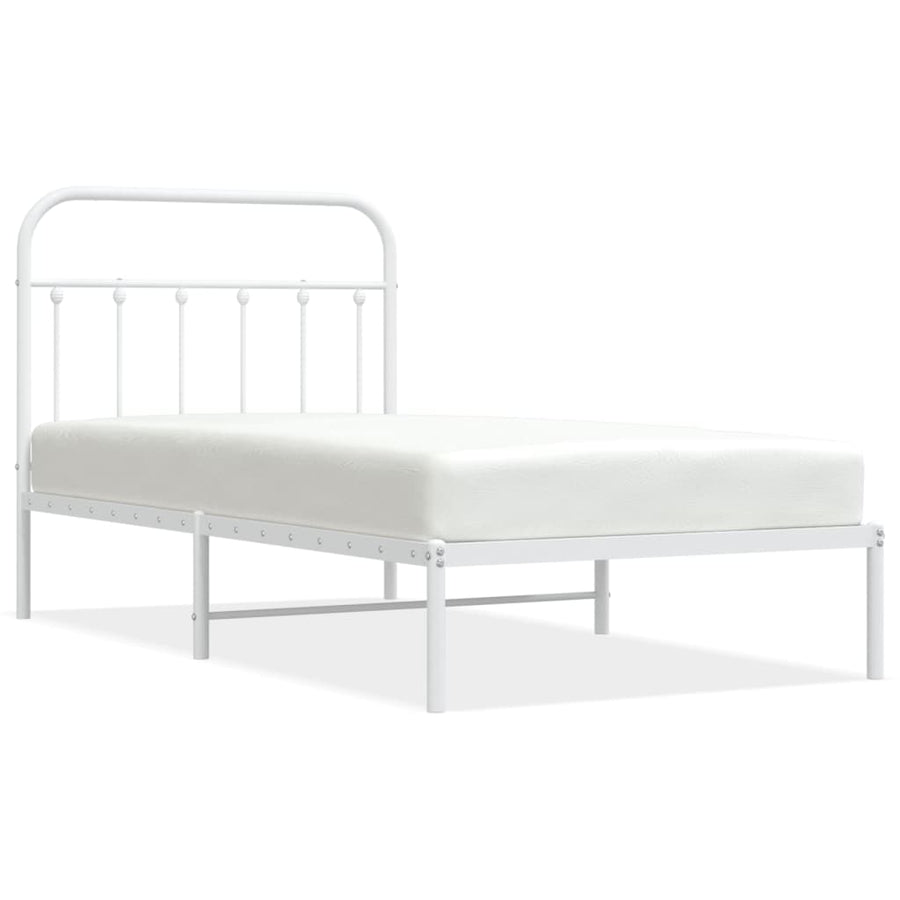 Bedframe Metaal 100 x 190 cm Wit met hoofdbord