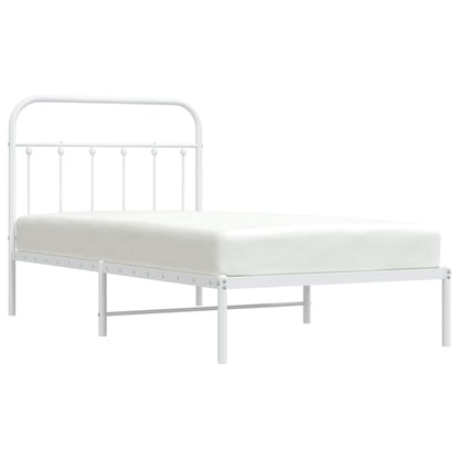Bedframe Metaal 100 x 190 cm Wit met hoofdbord