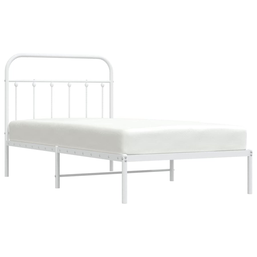 Bedframe Metaal 100 x 190 cm Wit met hoofdbord