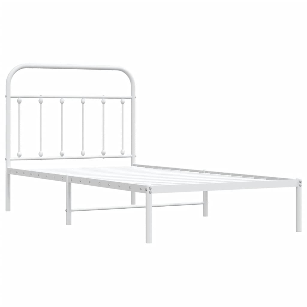 Bedframe Metaal 100 x 190 cm Wit met hoofdbord