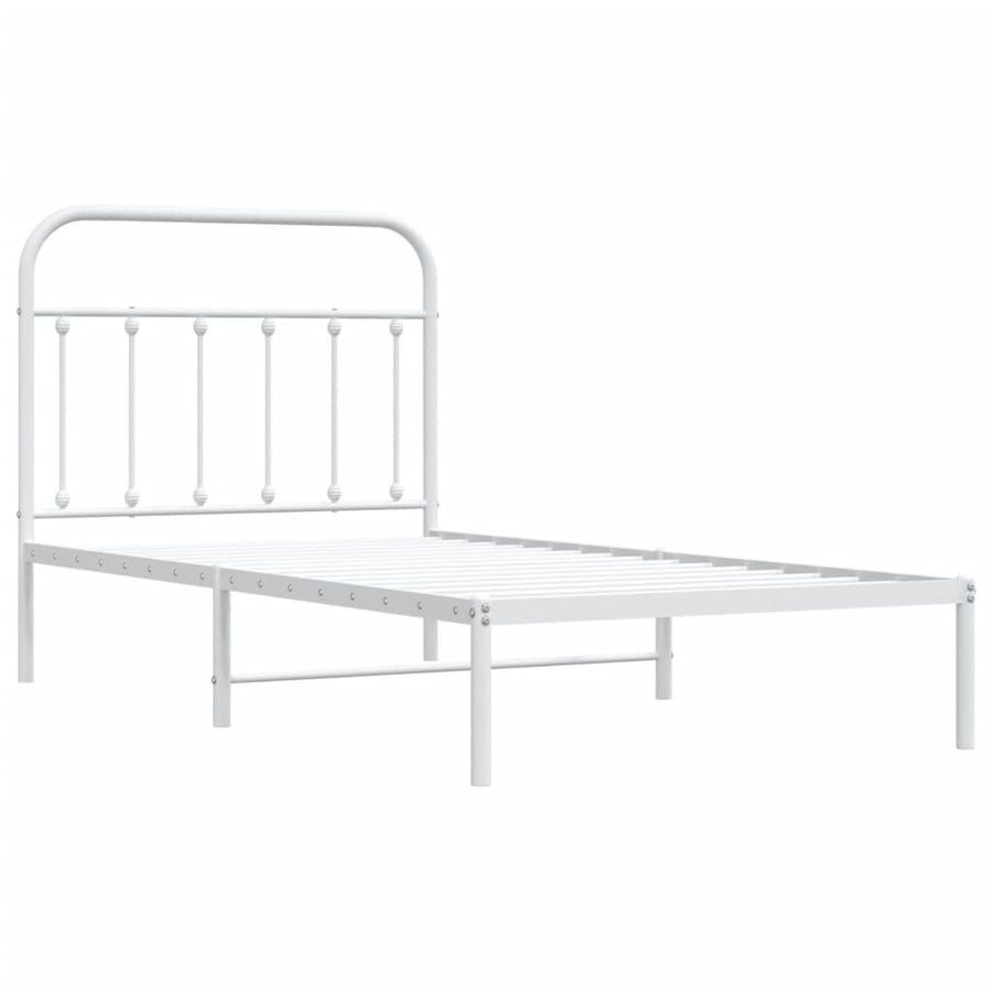 Bedframe Metaal 100 x 190 cm Wit met hoofdbord