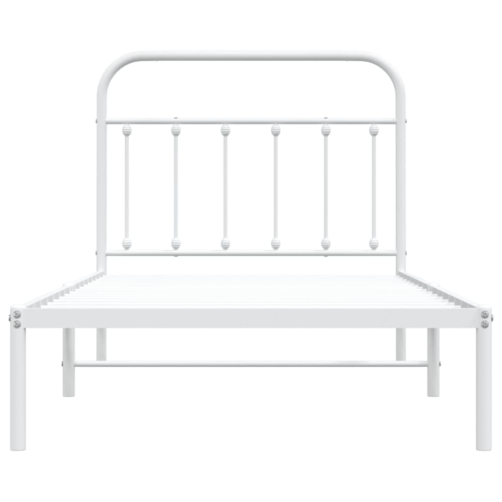 Bedframe Metaal 100 x 190 cm Wit met hoofdbord