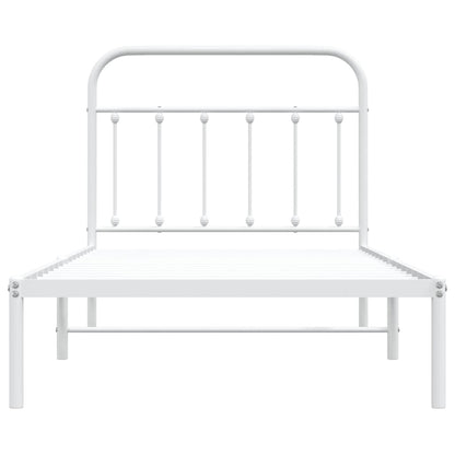 Bedframe Metaal 100 x 190 cm Wit met hoofdbord