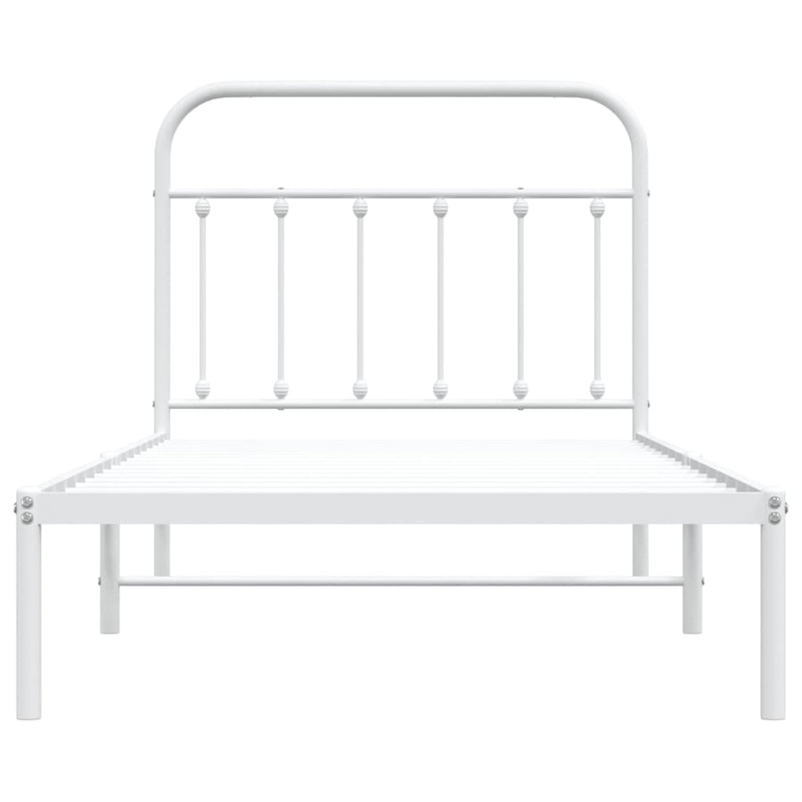 Bedframe Metaal 100 x 190 cm Wit met hoofdbord