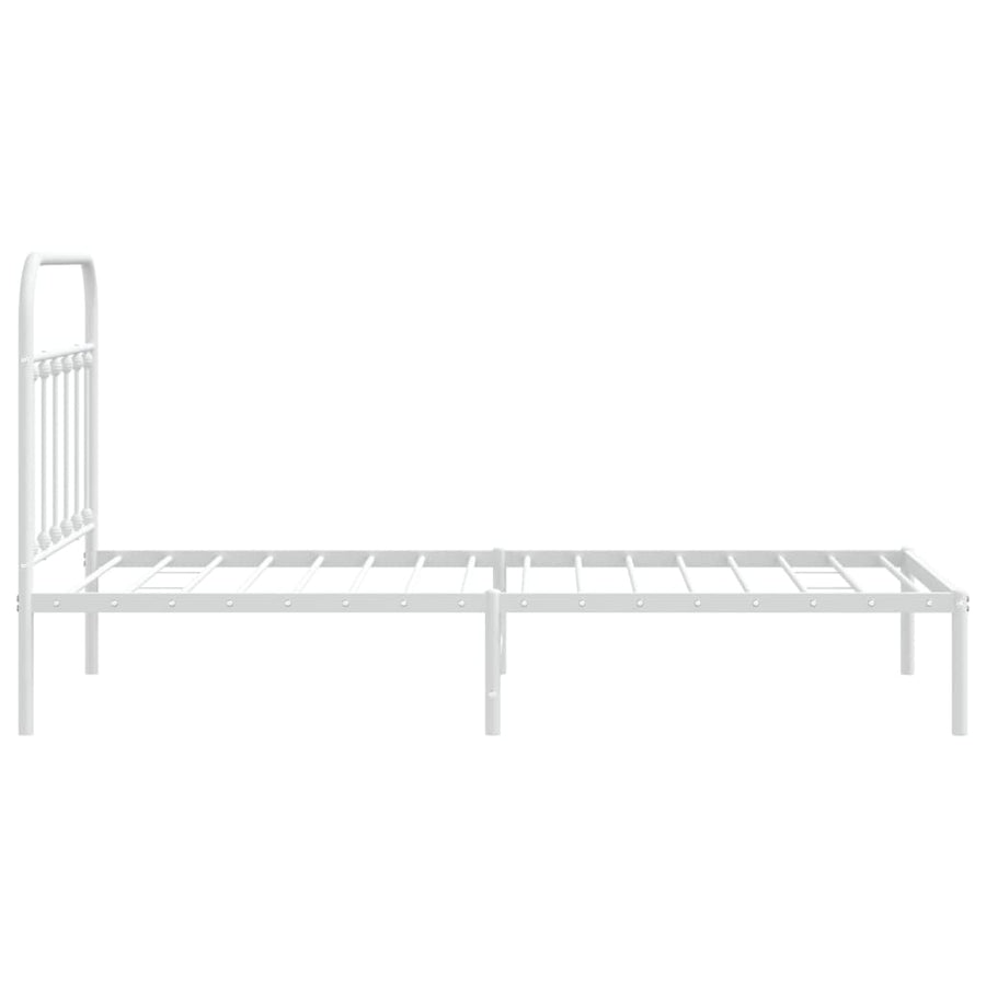 Bedframe Metaal 100 x 190 cm Wit met hoofdbord