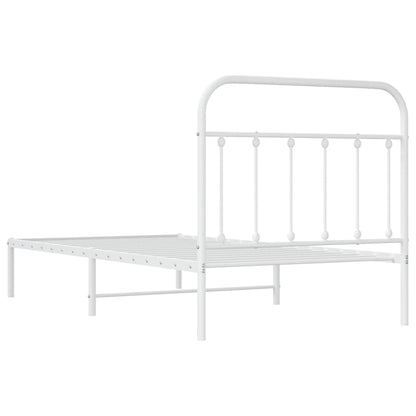 Bedframe Metaal 100 x 190 cm Wit met hoofdbord