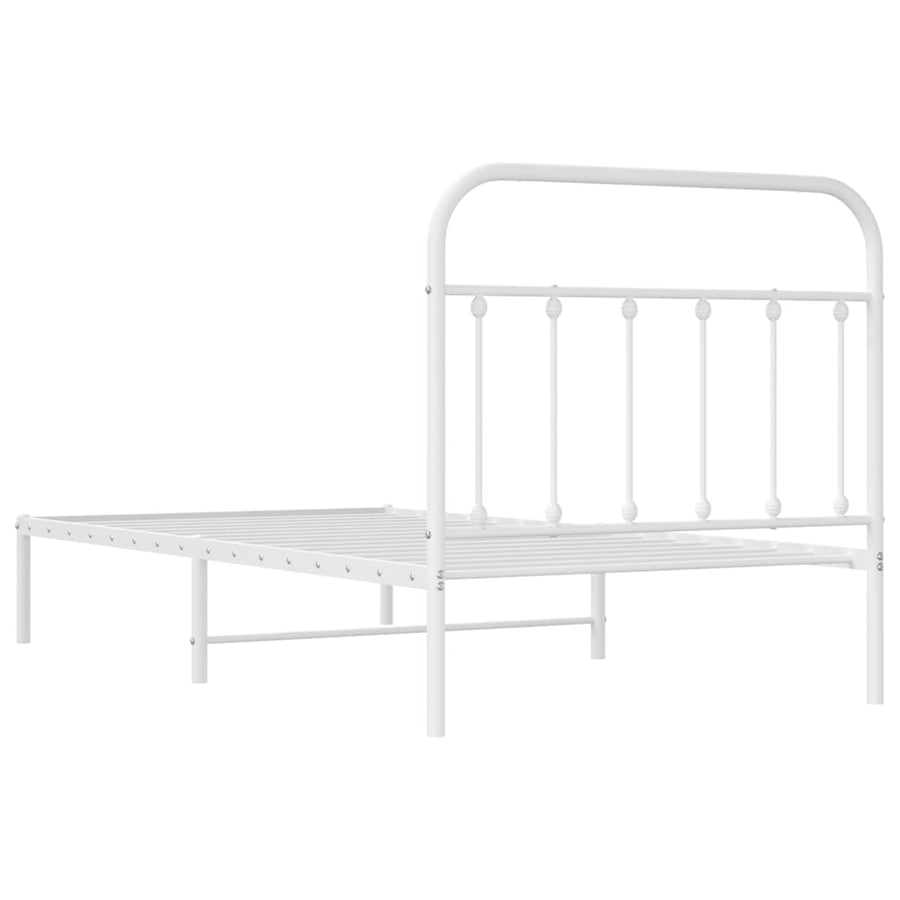 Bedframe Metaal 100 x 190 cm Wit met hoofdbord