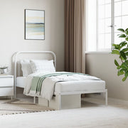 Bedframe metaal wit 100x190 cm met hoofdbord
