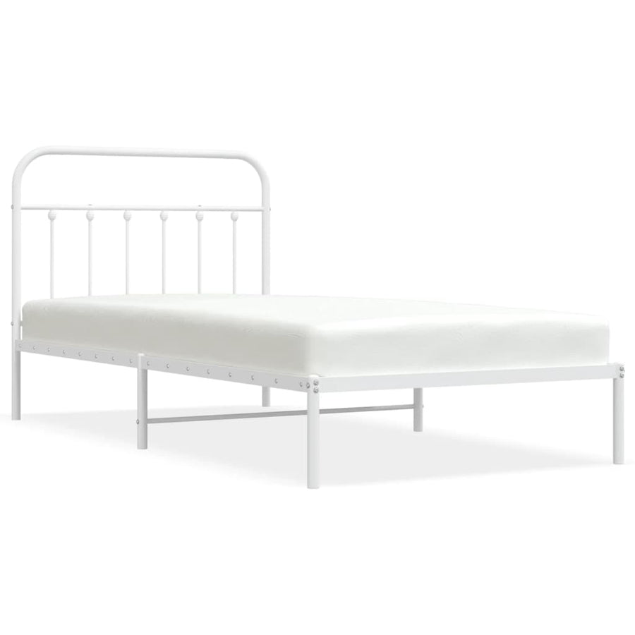 Bedframe Metaal 100 x 200 cm Wit met hoofdbord