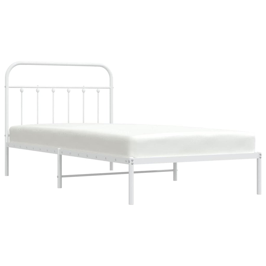 Bedframe Metaal 100 x 200 cm Wit met hoofdbord