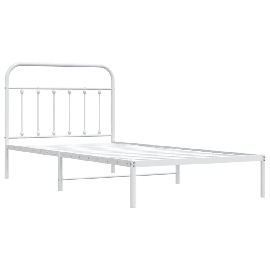 Bedframe Metaal 100 x 200 cm Wit met hoofdbord
