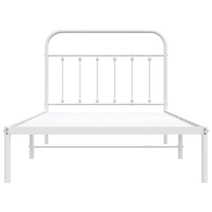 Bedframe Metaal 100 x 200 cm Wit met hoofdbord