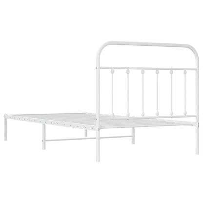 Bedframe Metaal 100 x 200 cm Wit met hoofdbord