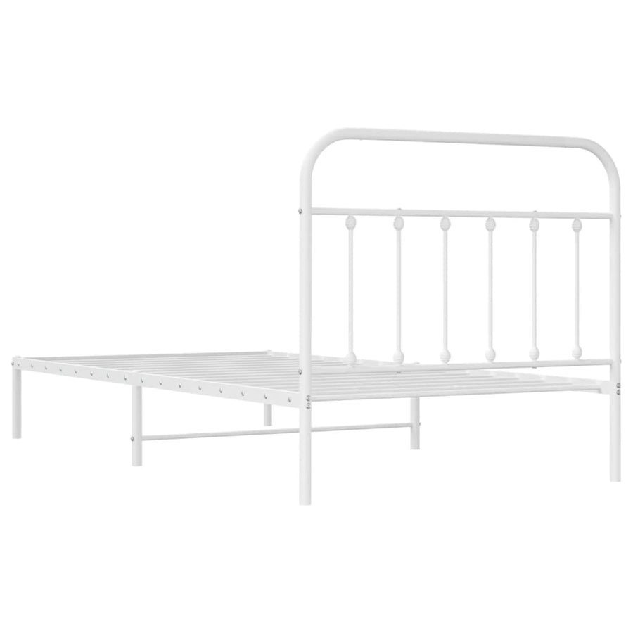 Bedframe Metaal 100 x 200 cm Wit met hoofdbord