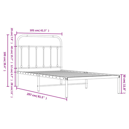 Bedframe Metaal 100 x 200 cm Wit met hoofdbord