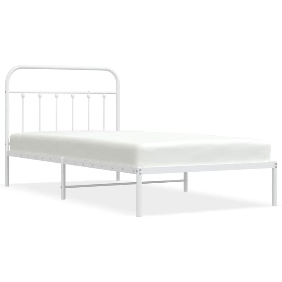 Bedframe Metaal 107 x 203 cm Wit met hoofdbord