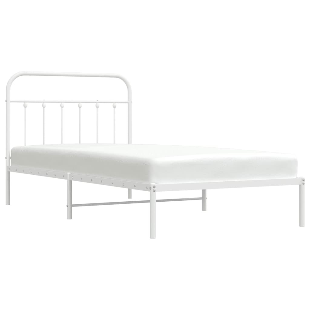 Bedframe Metaal 107 x 203 cm Wit met hoofdbord