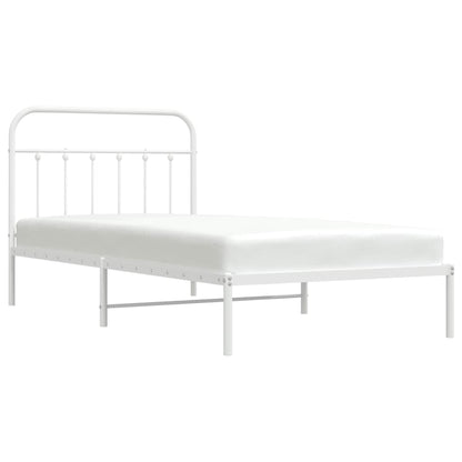 Bedframe Metaal 107 x 203 cm Wit met hoofdbord