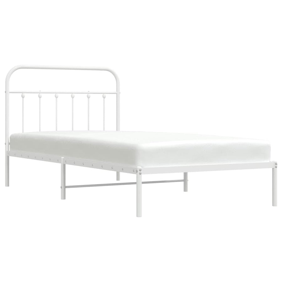 Bedframe Metaal 107 x 203 cm Wit met hoofdbord
