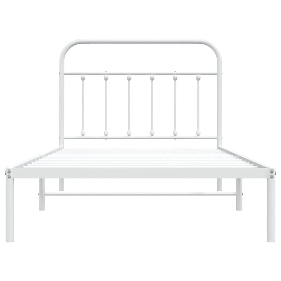 Bedframe Metaal 107 x 203 cm Wit met hoofdbord