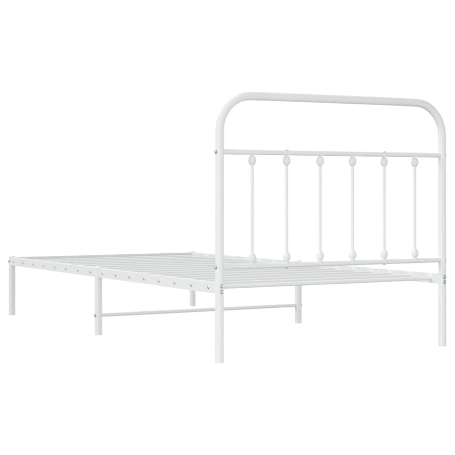 Bedframe Metaal 107 x 203 cm Wit met hoofdbord