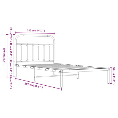 Bedframe Metaal 107 x 203 cm Wit met hoofdbord