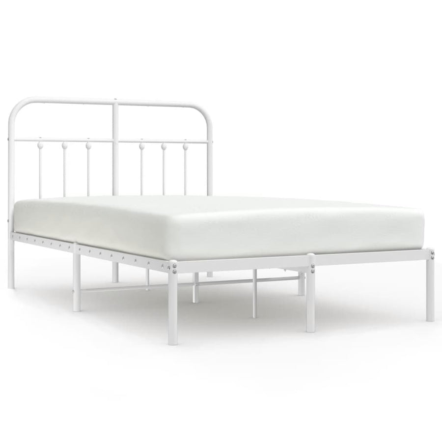 Bedframe Metaal 120 x 190 cm Wit met hoofdbord