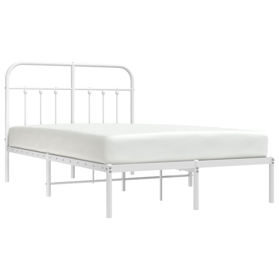 Bedframe Metaal 120 x 190 cm Wit met hoofdbord