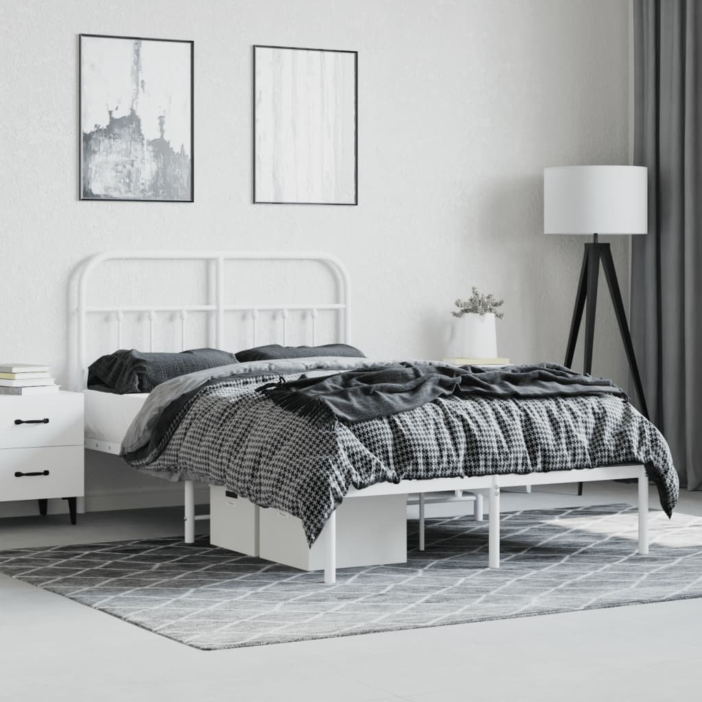 Bedframe Metaal 120 x 190 cm Wit met hoofdbord