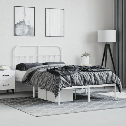 Bedframe Metaal 120 x 190 cm Wit met hoofdbord