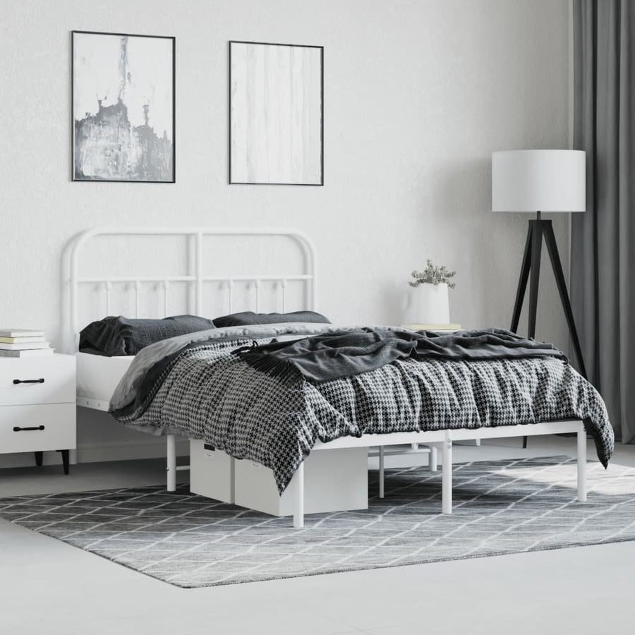 Bedframe Metaal 120 x 190 cm Wit met hoofdbord