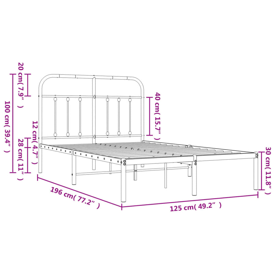 Bedframe Metaal 120 x 190 cm Wit met hoofdbord