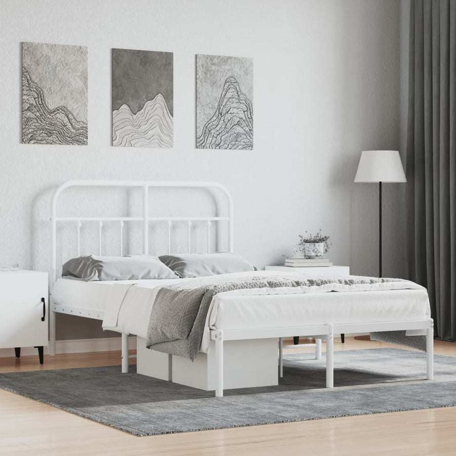 Bedframe Metaal 120 x 190 cm Wit met hoofdbord